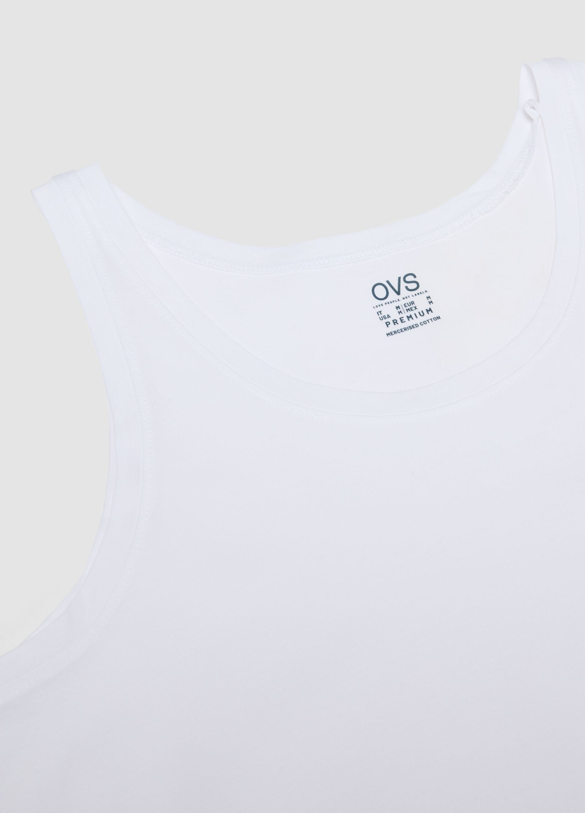 White mercerised pure cotton crew-neck vest