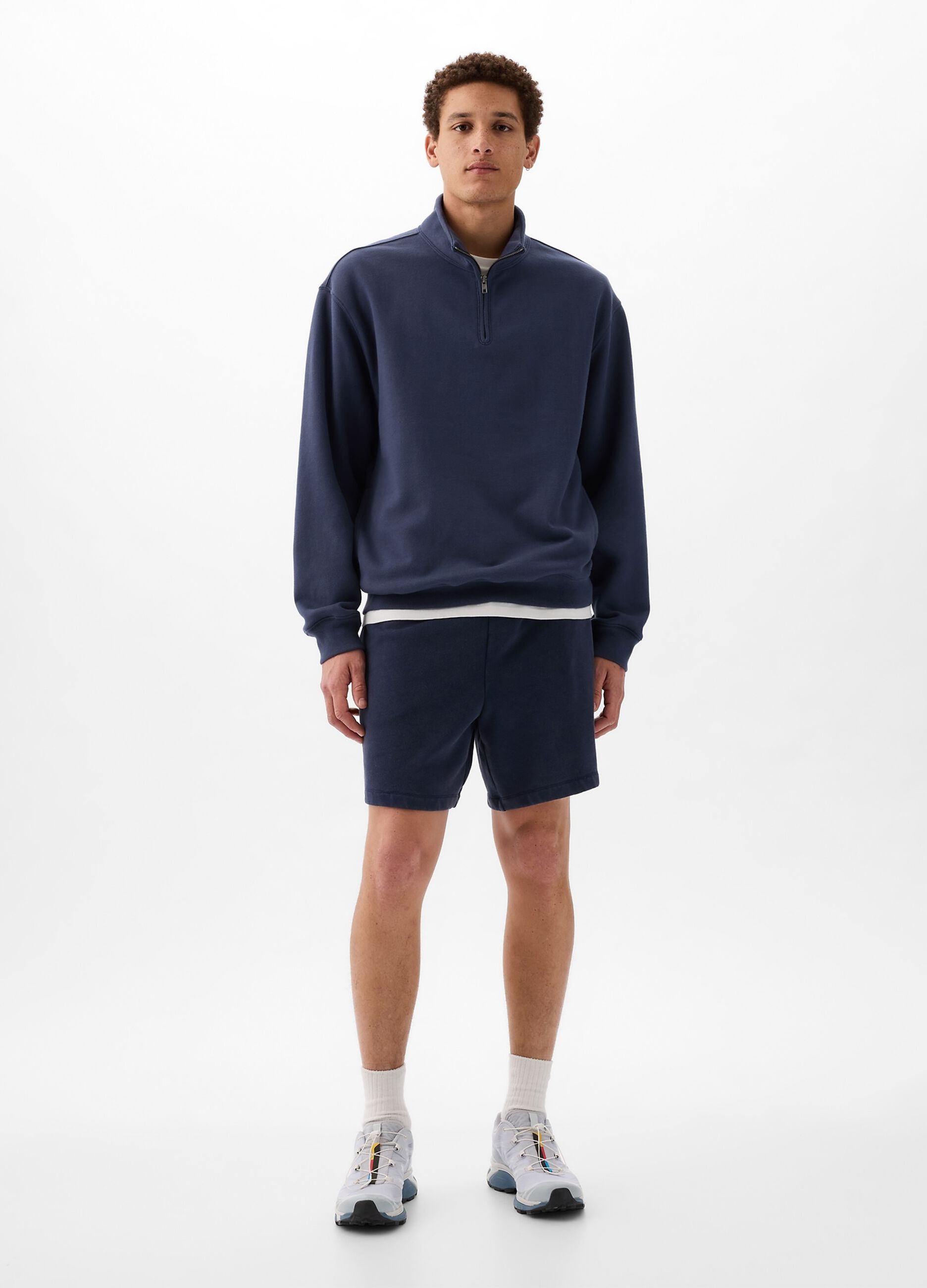 Bermuda joggers in fleece with drawstring