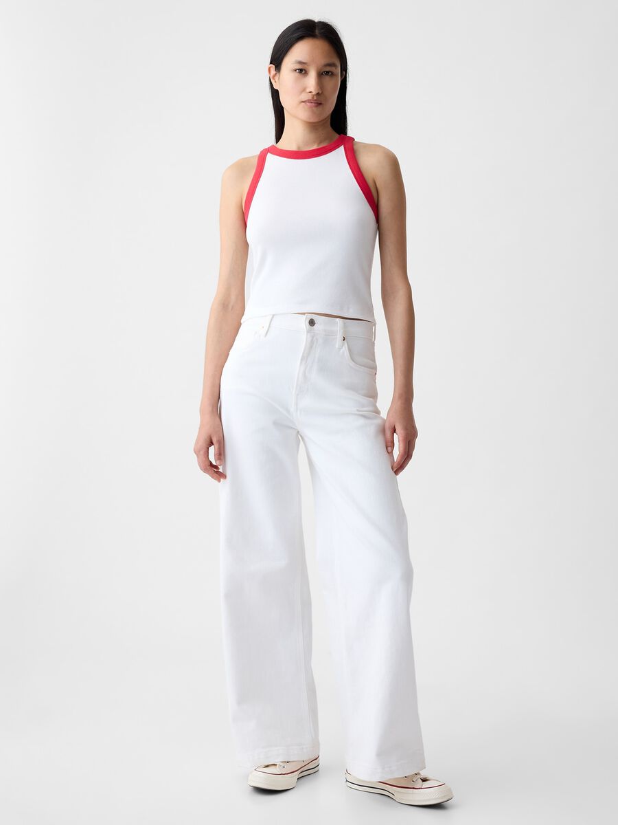 Ribbed crop tank top with halter neck_1