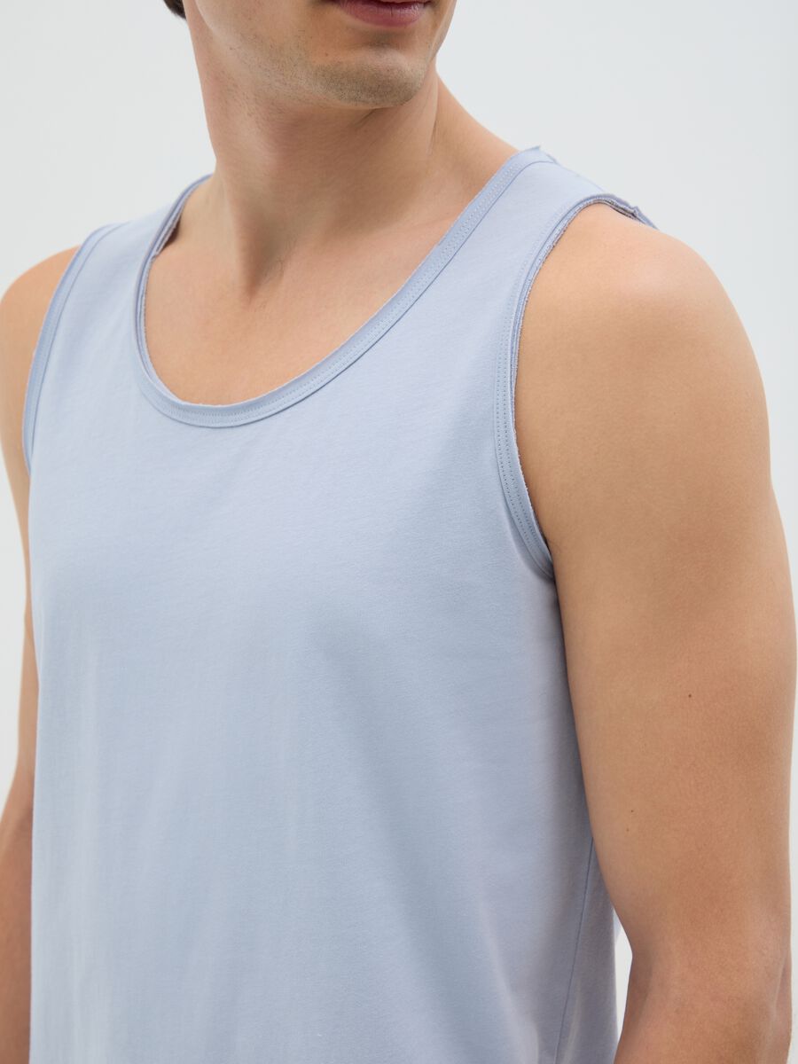 Men's light blue pure cotton regular fit tank top_2