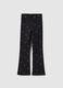 Girls' black cotton flare trousers with hearts_1