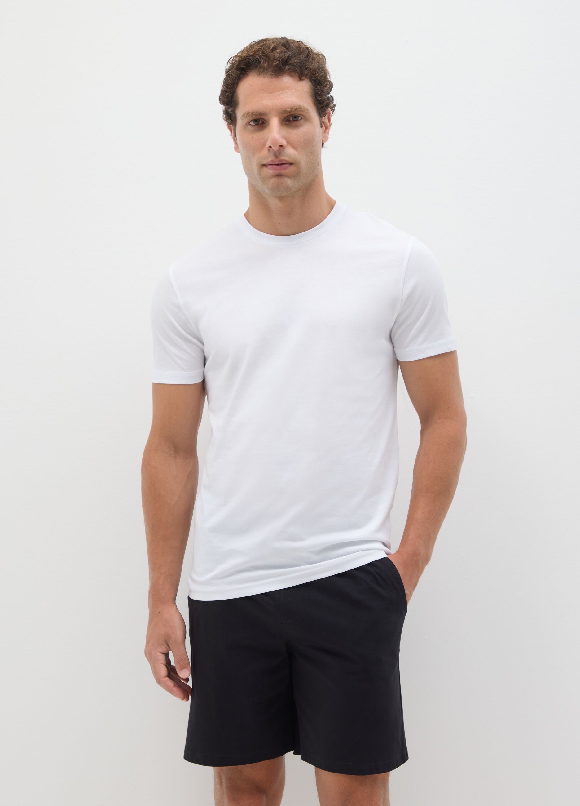 Men's White Pure Cotton T-Shirt