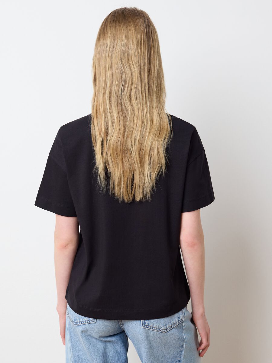 Black pure cotton T-shirt Les Copains_3
