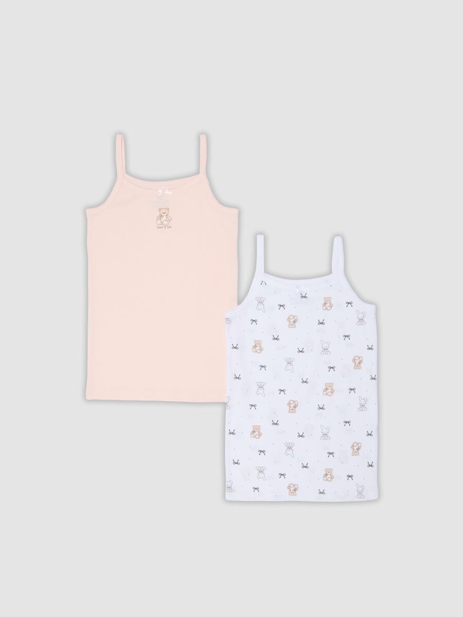 Bipack di canotte rosa e bianco in cotone organico regular fit_0