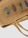 Beige cotton-blend and paper-fabric beach bag with bead detailing_2
