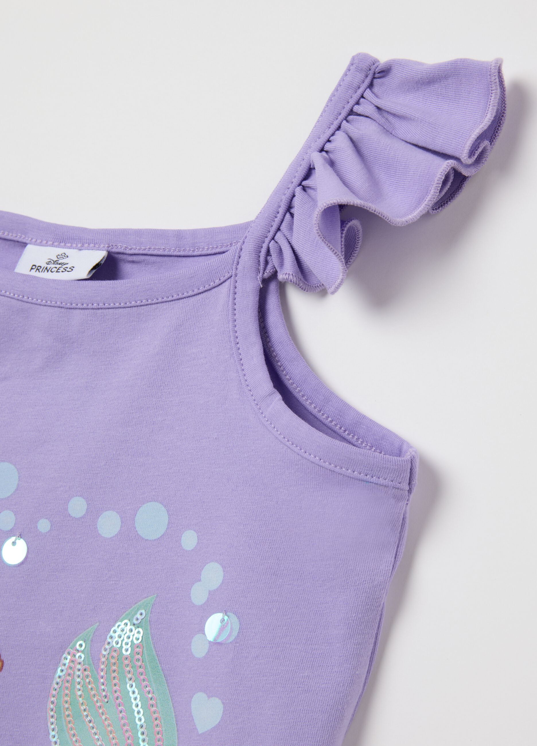 Top da bambina in cotone elasticizzato viola regular fit con stampa Disney