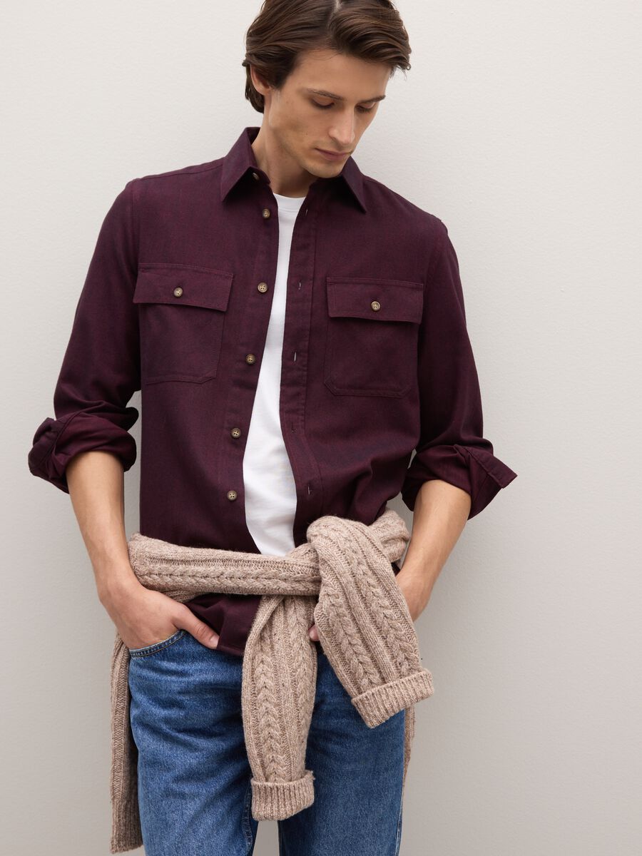 Bordeaux pure cotton regular fit shirt_0