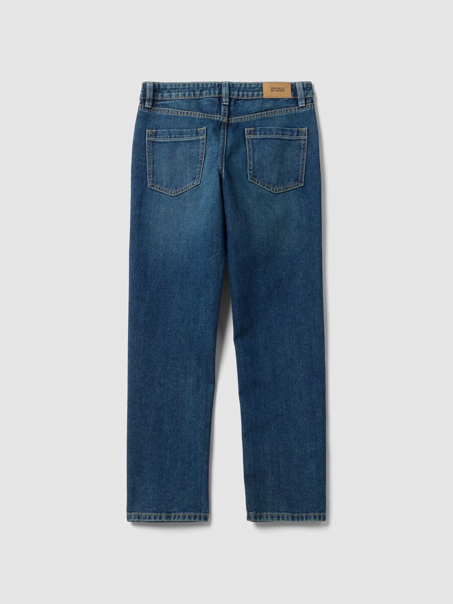 Jeans blu in puro cotone regular fit per ragazzo_2