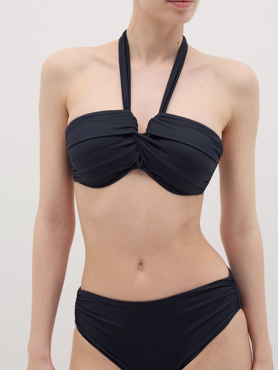 Women’s bikini top in blue stretch fabric_2