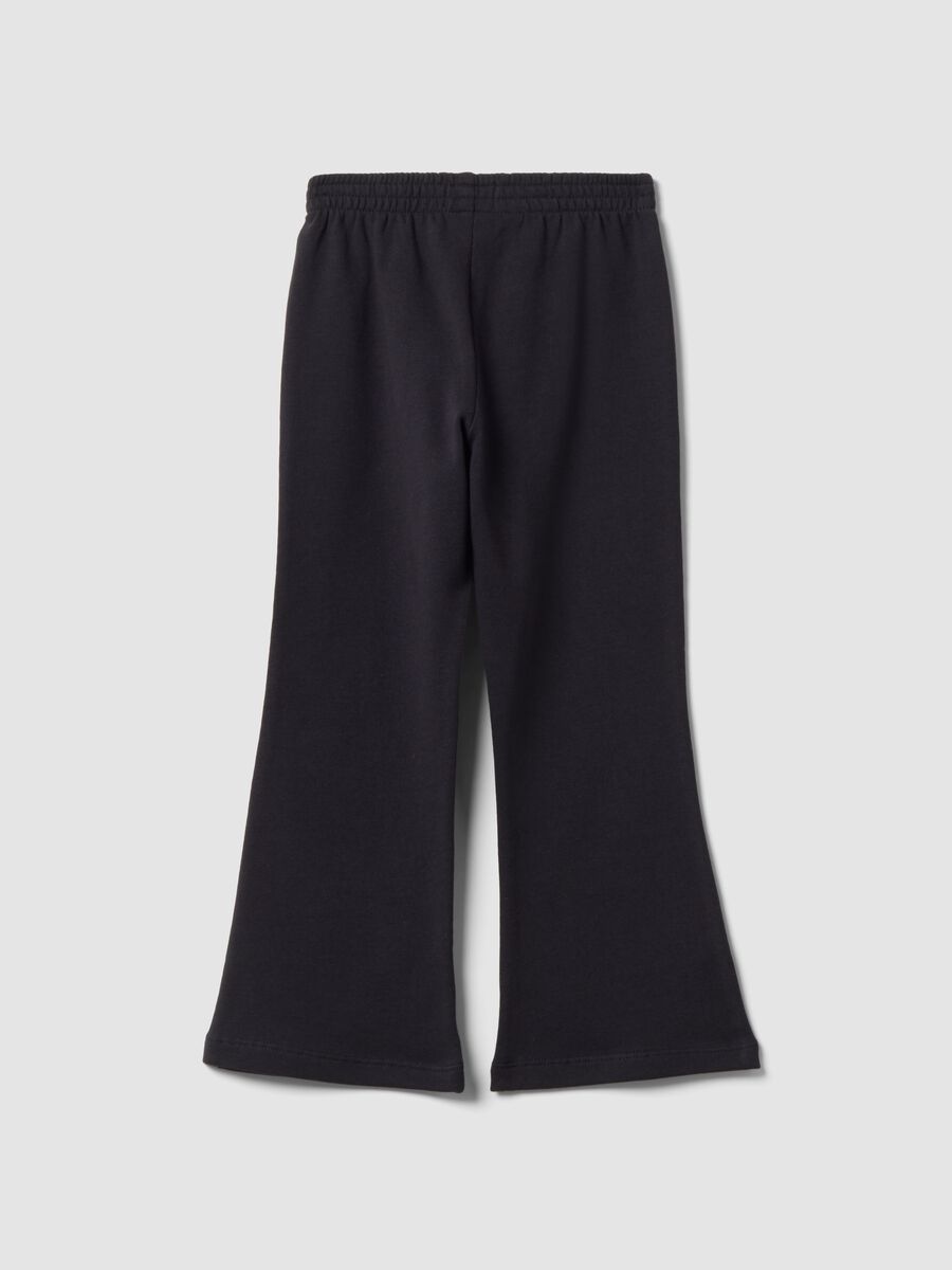 Black pure cotton flare-fit joggers for girls_0