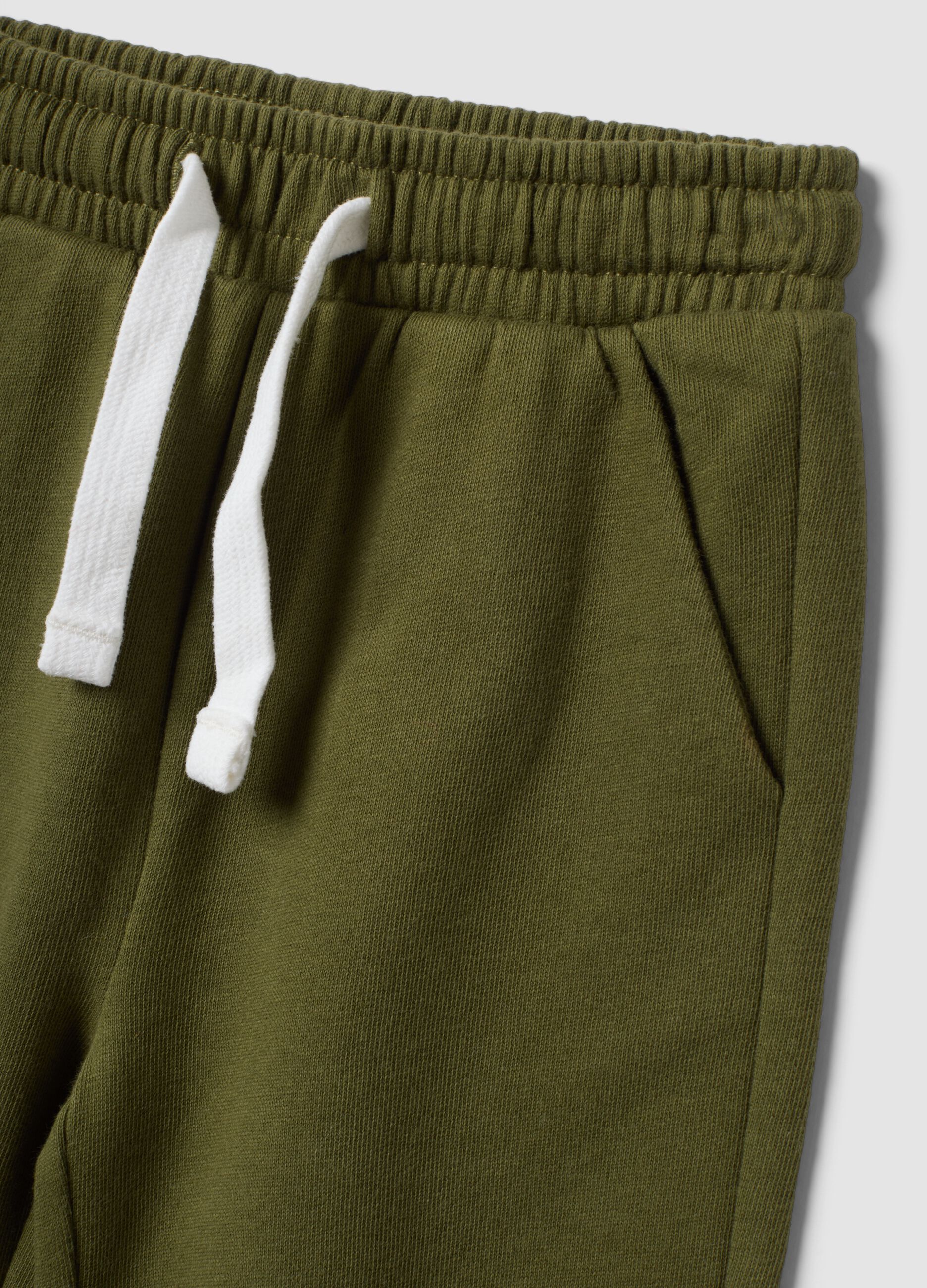 Green pure cotton jogger trousers with car print for boys