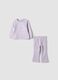 Pink pure cotton set with crew-neck sweatshirt_0