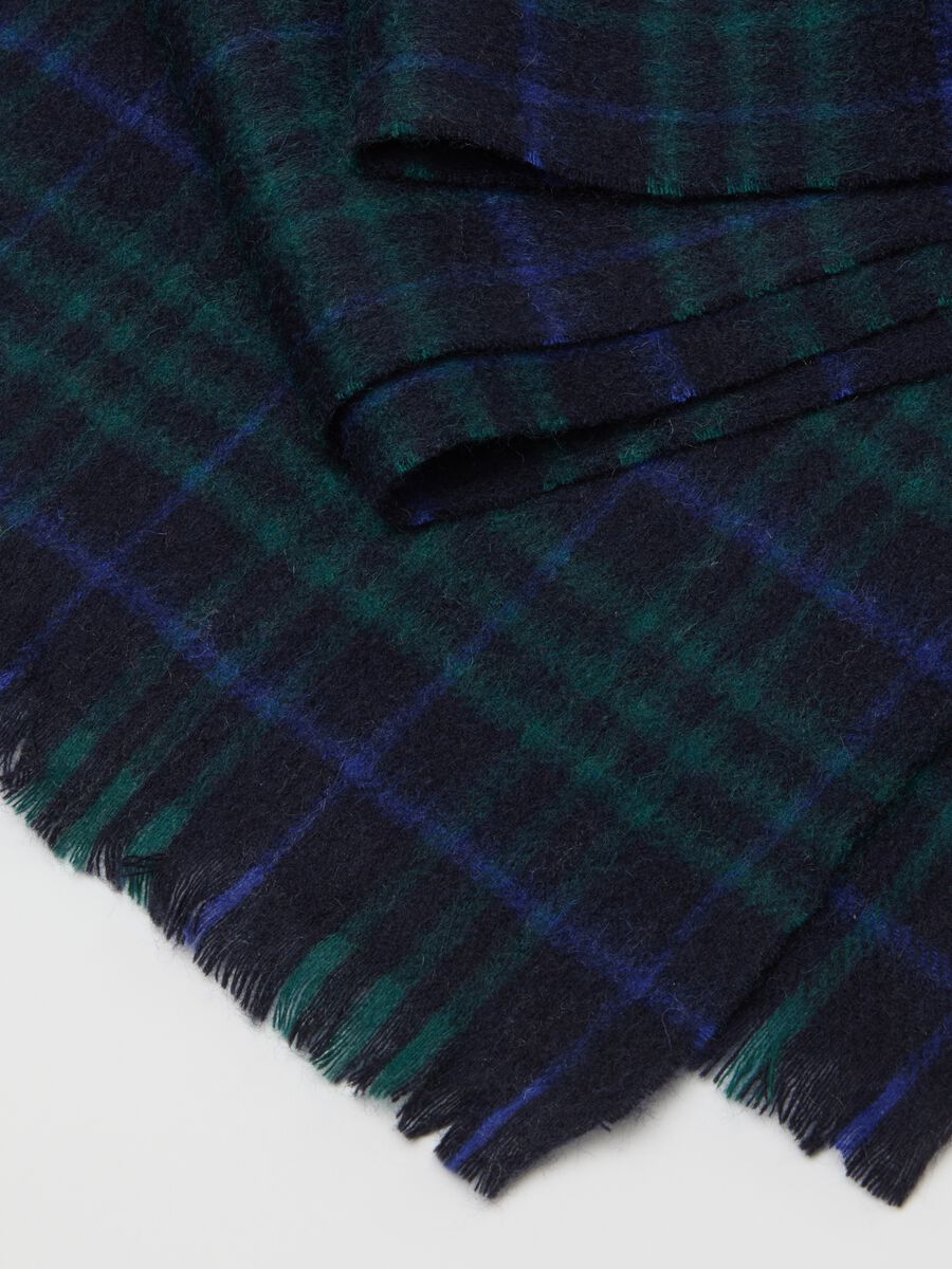 Blue Checked Pure Wool Scarf_2