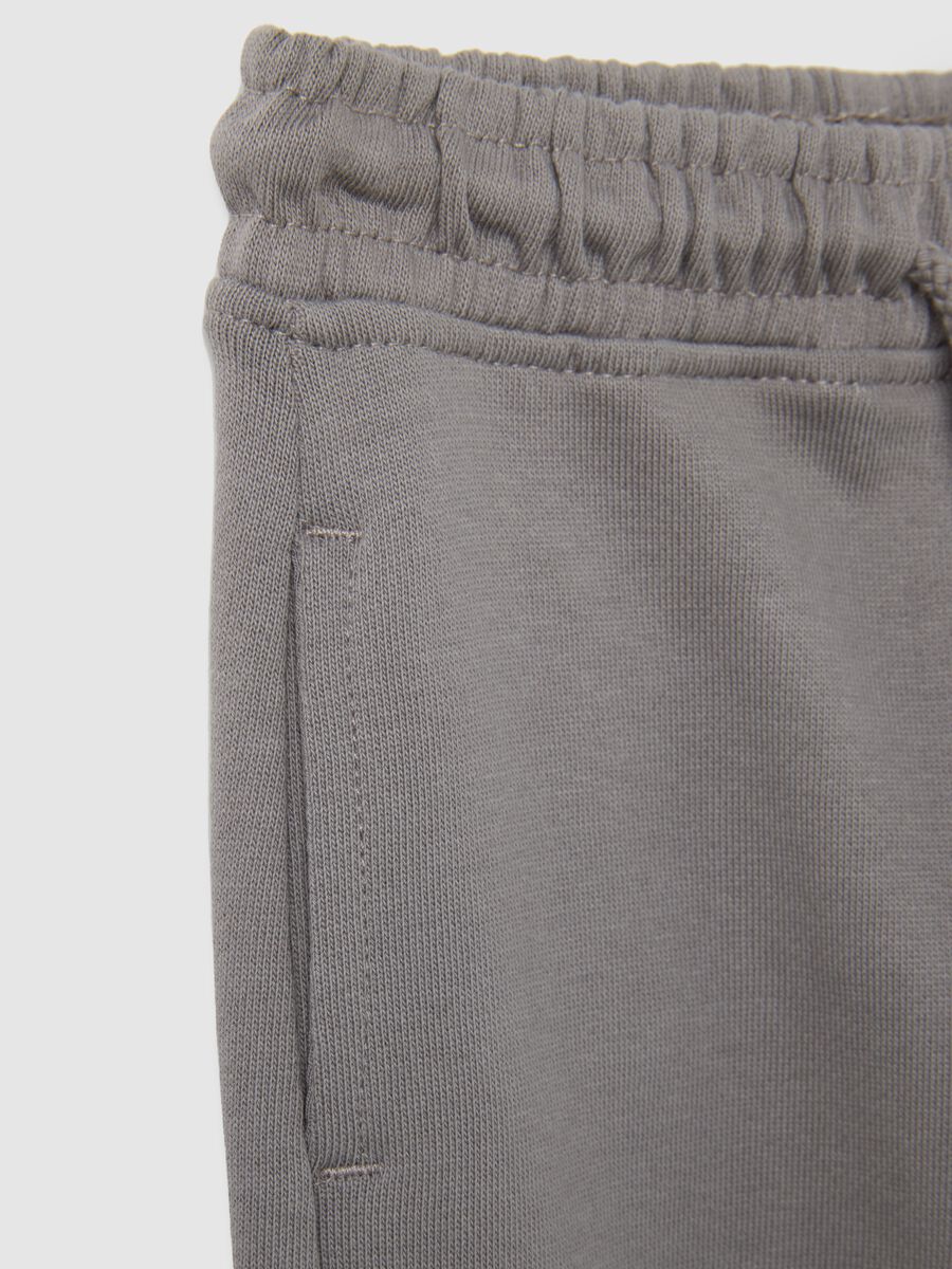 Pantaloni da neonato in puro cotone grigio regular fit_3