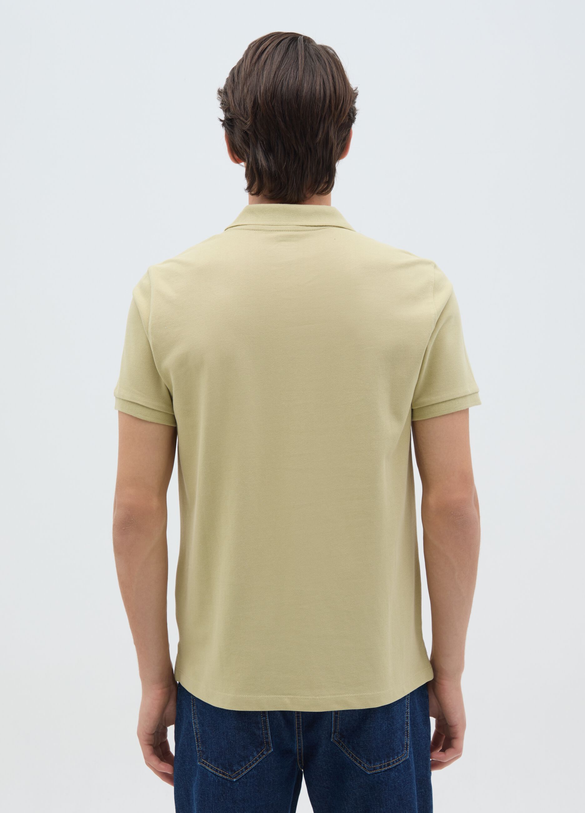 Polo da uomo in puro cotone verde regular fit
