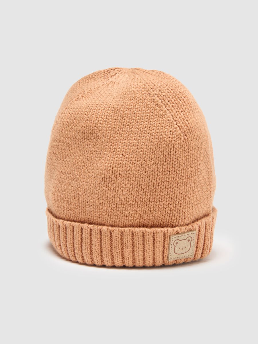 Children's orange pure cotton cap with print_1