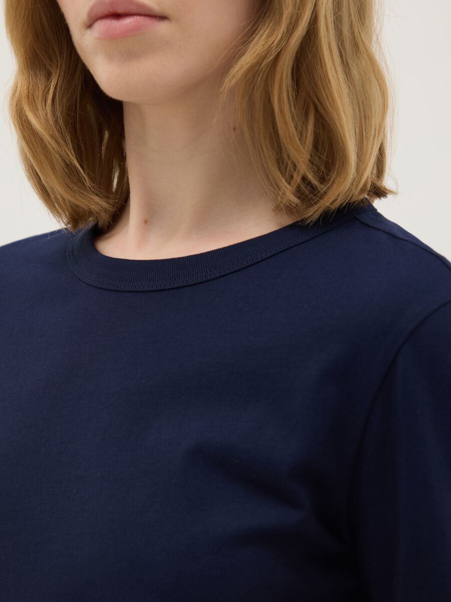 Men's long sleeve blue T-shirt in pure cotton regular fit_3