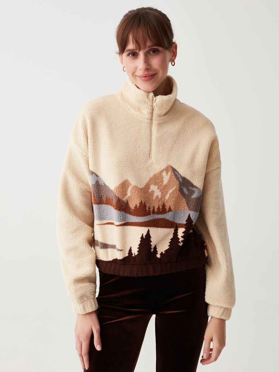 Felpa half-zip con stampa_1