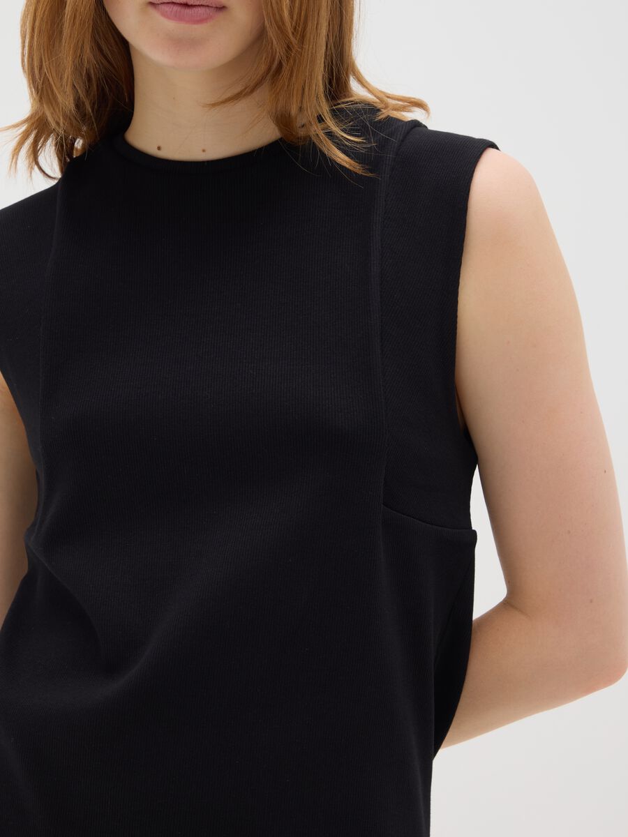 Women's Black Stretch Cotton Fitted Dress_3