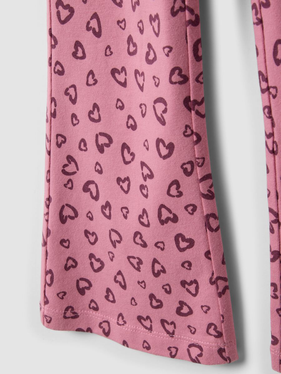 Girls&rsquo; pink organic cotton skinny leggings with heart print_3