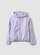 Purple hooded rain jacket with zip for girls_0