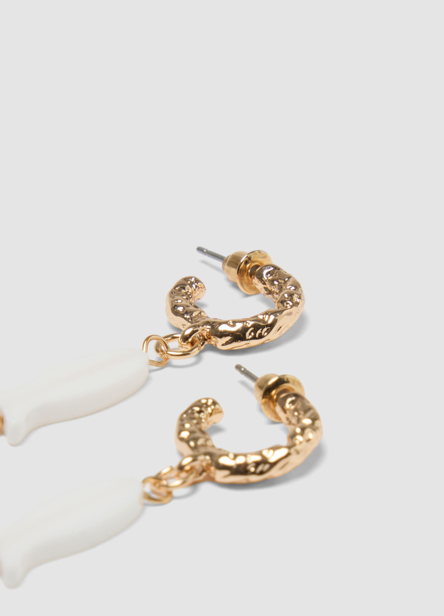 Earrings with white fish-shaped charms
