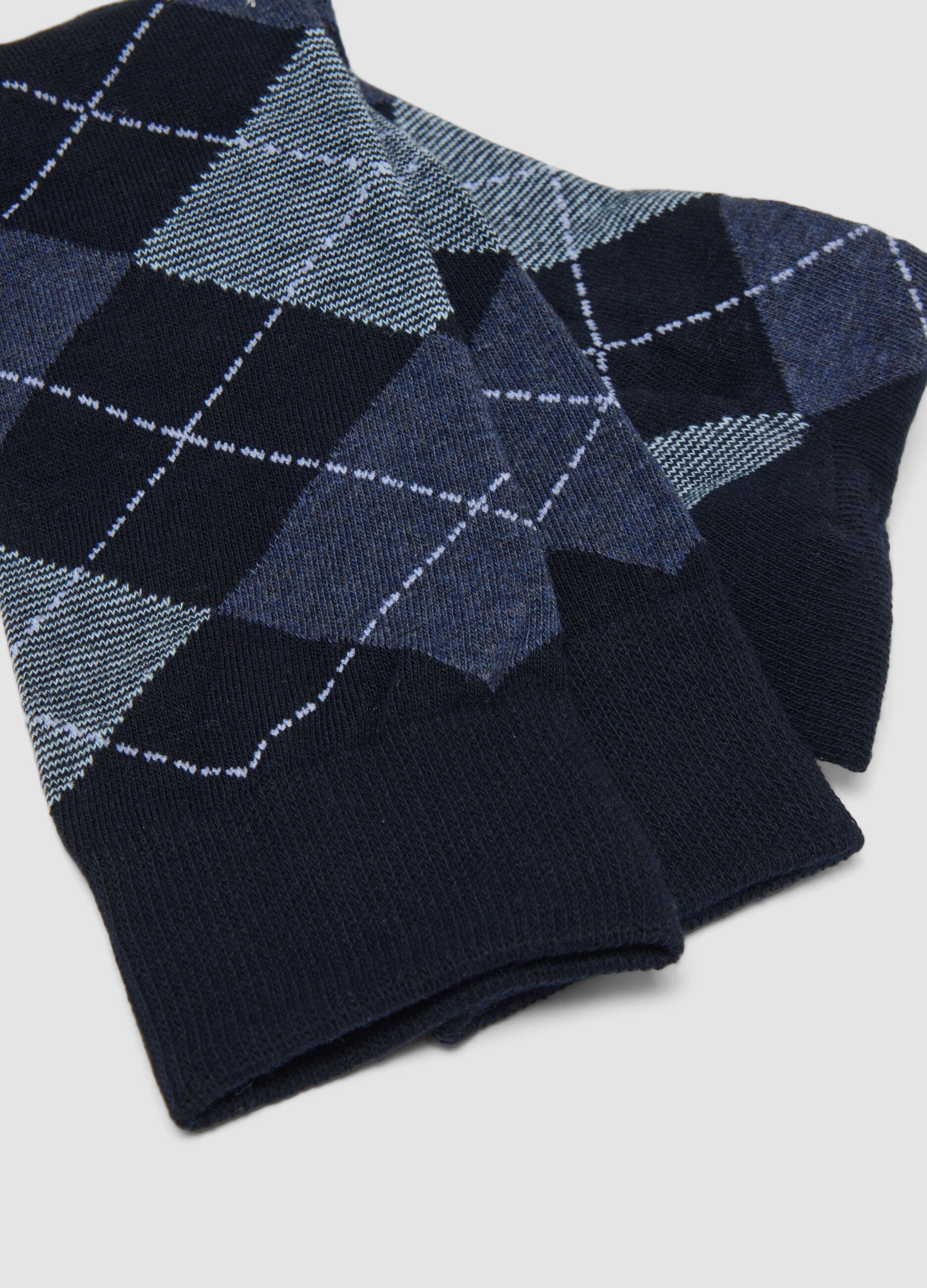 3-pack of long blue socks in stretch organic cotton