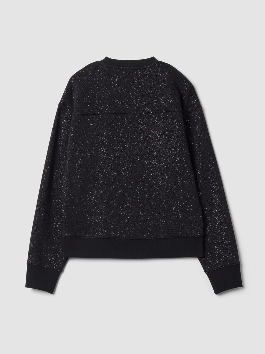 Black cotton-blend crew-neck sweatshirt with lurex print_2