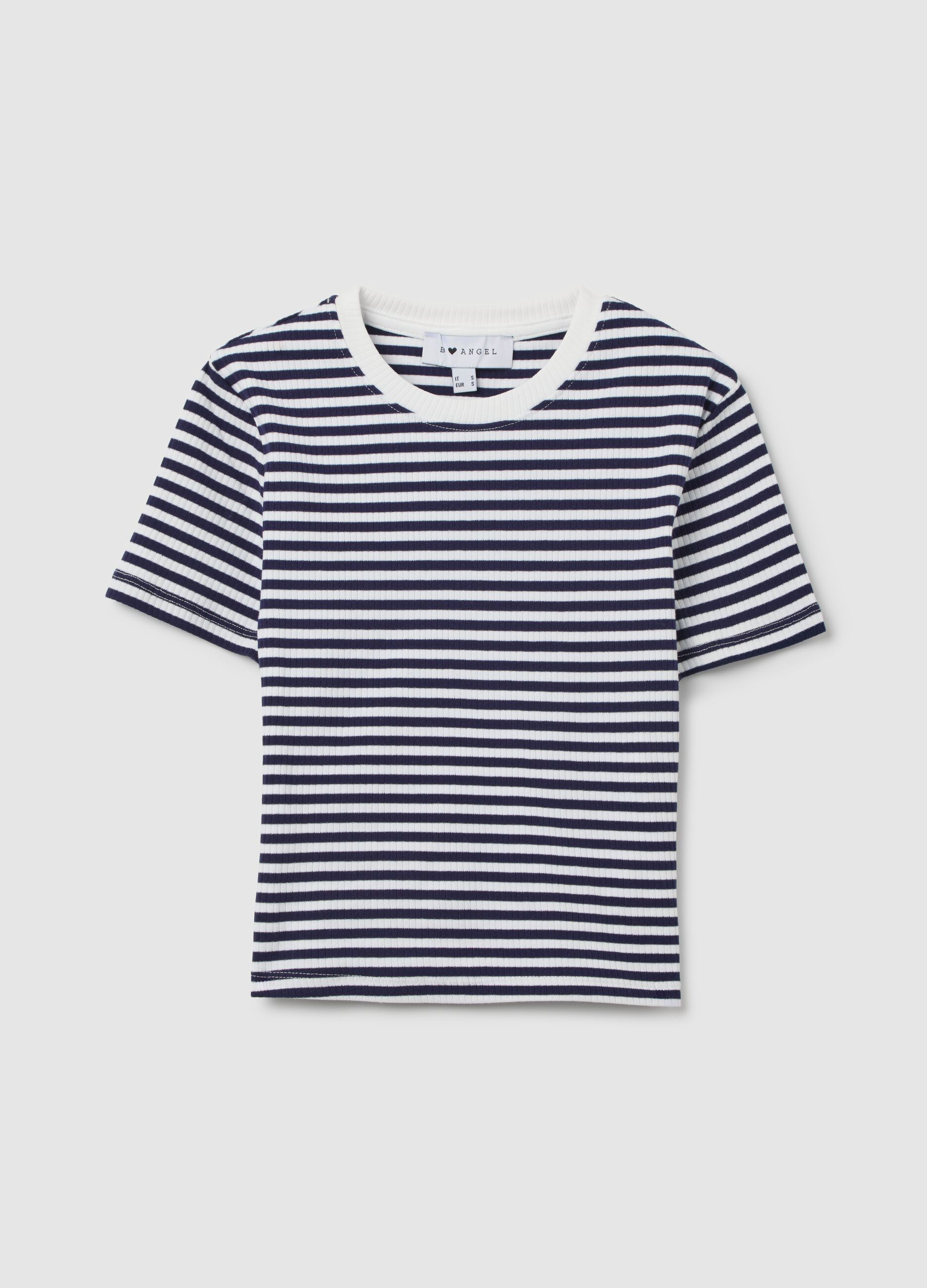 T-shirt da donna in cotone elasticizzato multicolor fitted