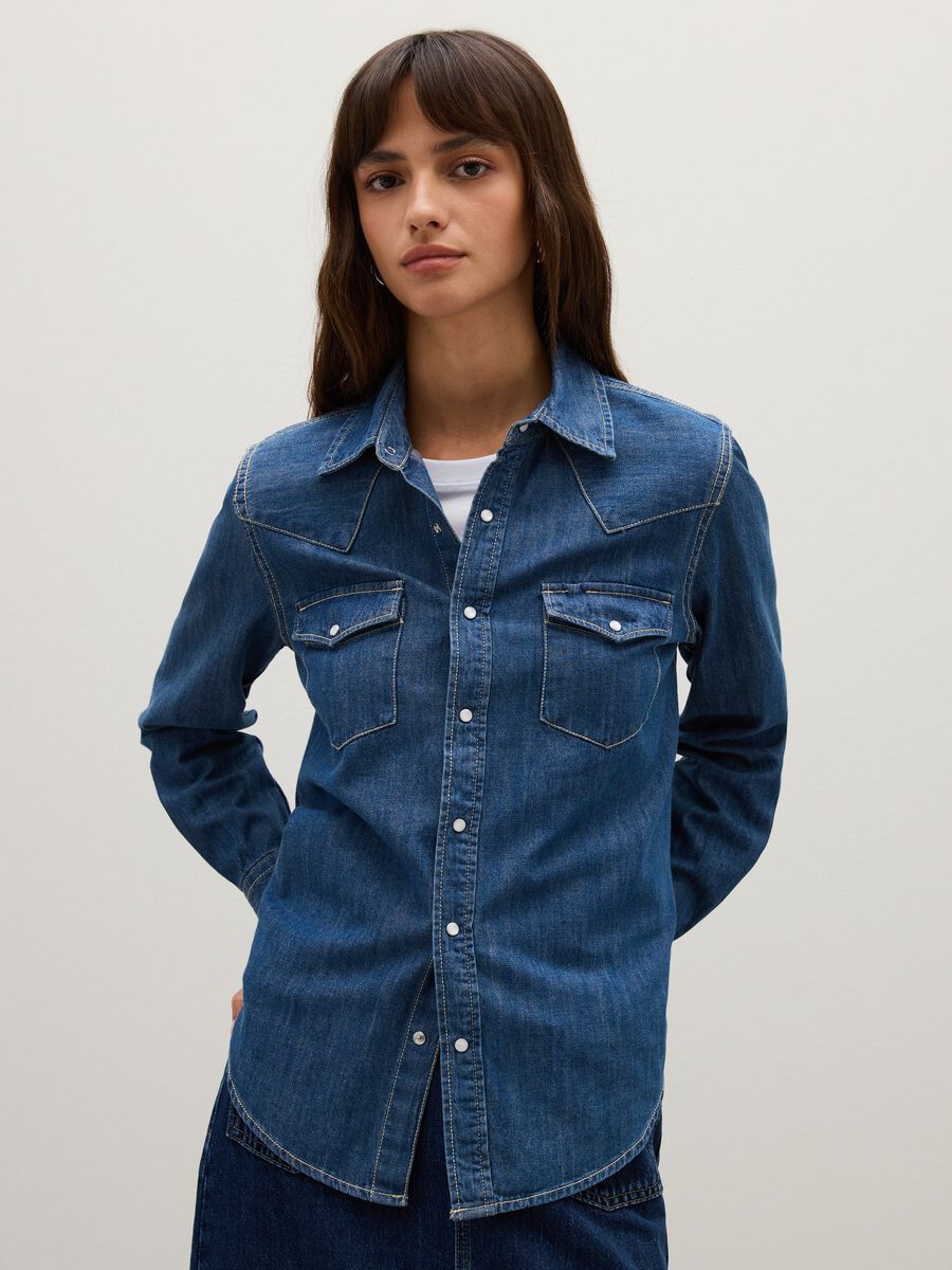 Pure Cotton Denim Regular Fit Shirt_0
