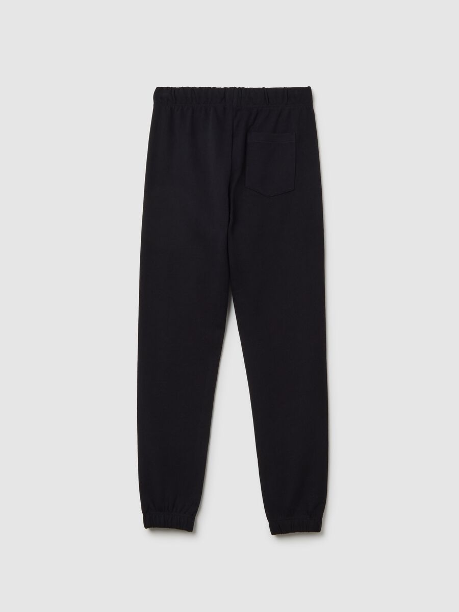 Pantaloni jogger da ragazzo in puro cotone nero _4