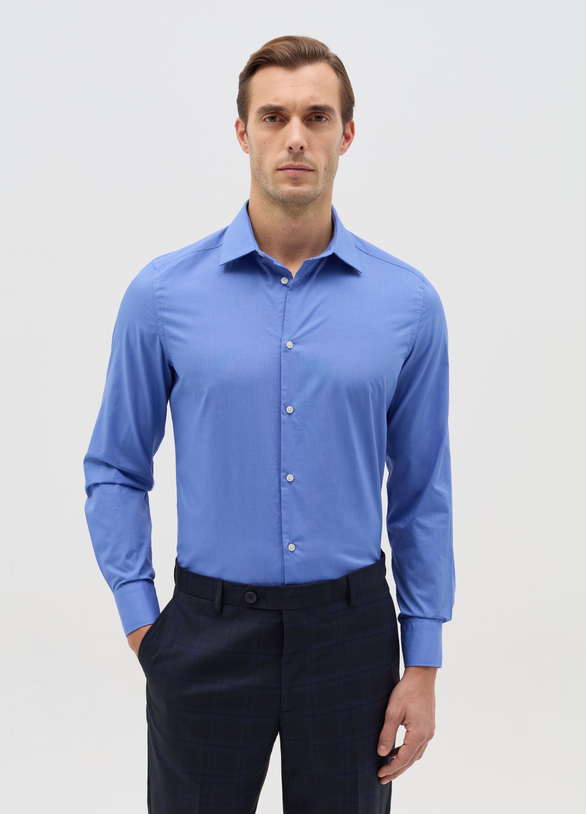 Camicia slim fit easy iron tinta unita