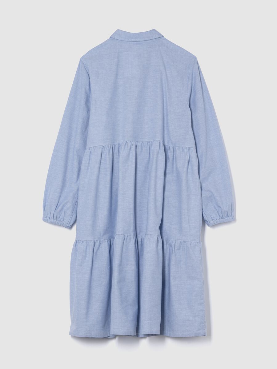 Vestito azzurro per bambina lungo a balze_3