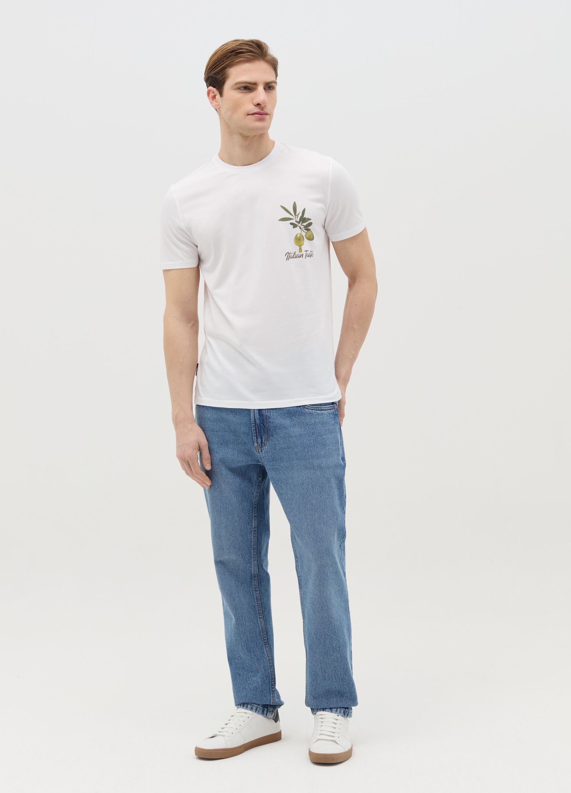 Cotton T-shirt with "Italian Taste" print