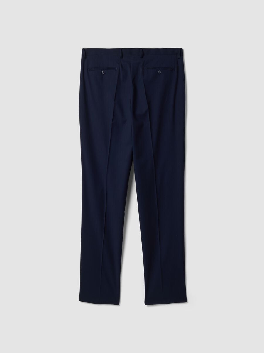 Blue slim-fit stretch viscose trousers_2