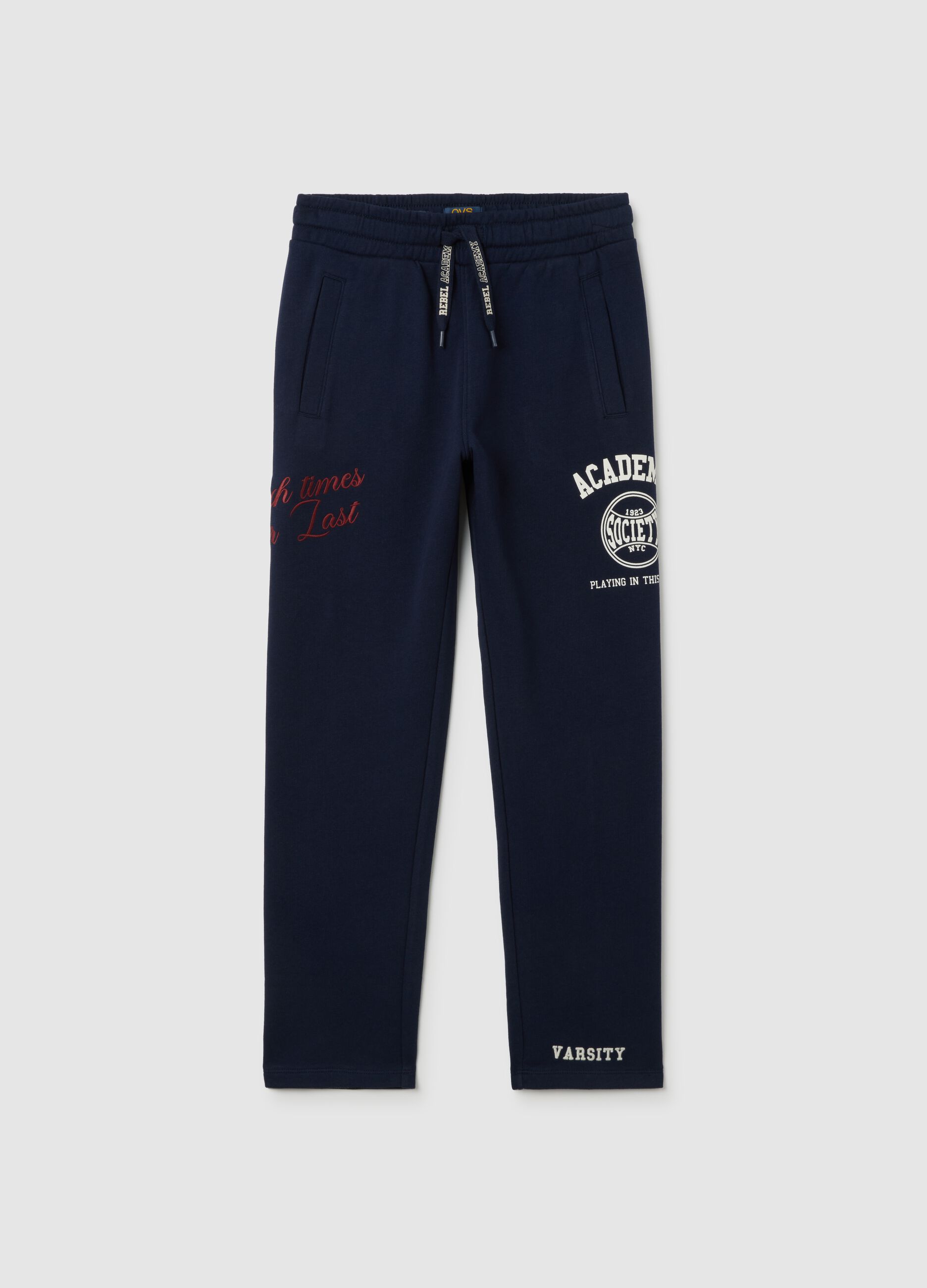 Boys' blue pure cotton joggers with regular fit