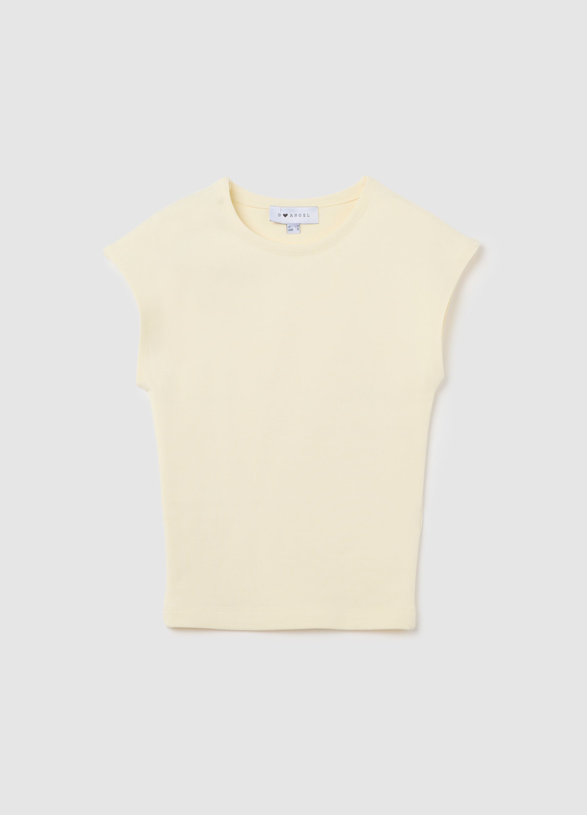 Women's beige fitted vest top in stretch cotton