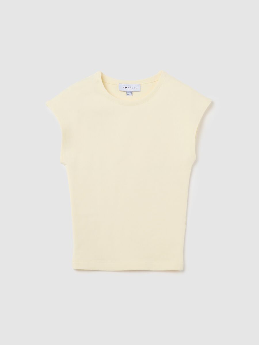Women's beige fitted vest top in stretch cotton_4