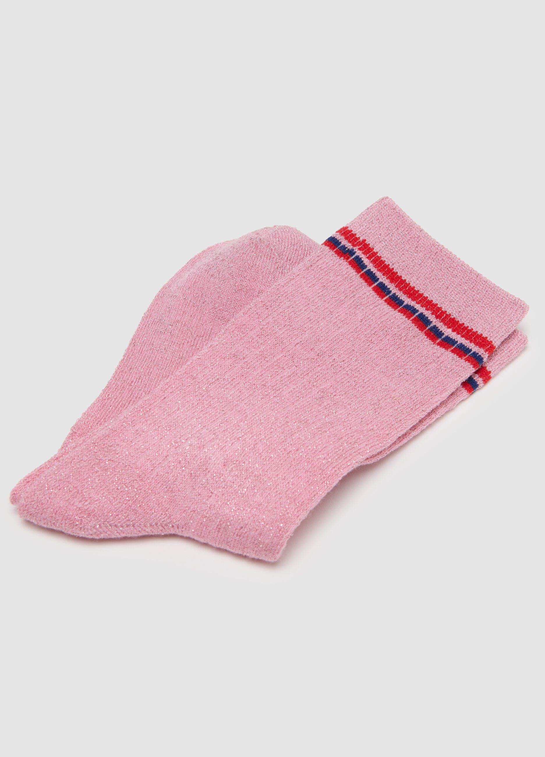 Pink socks with decorative stripes by Piombo Kids