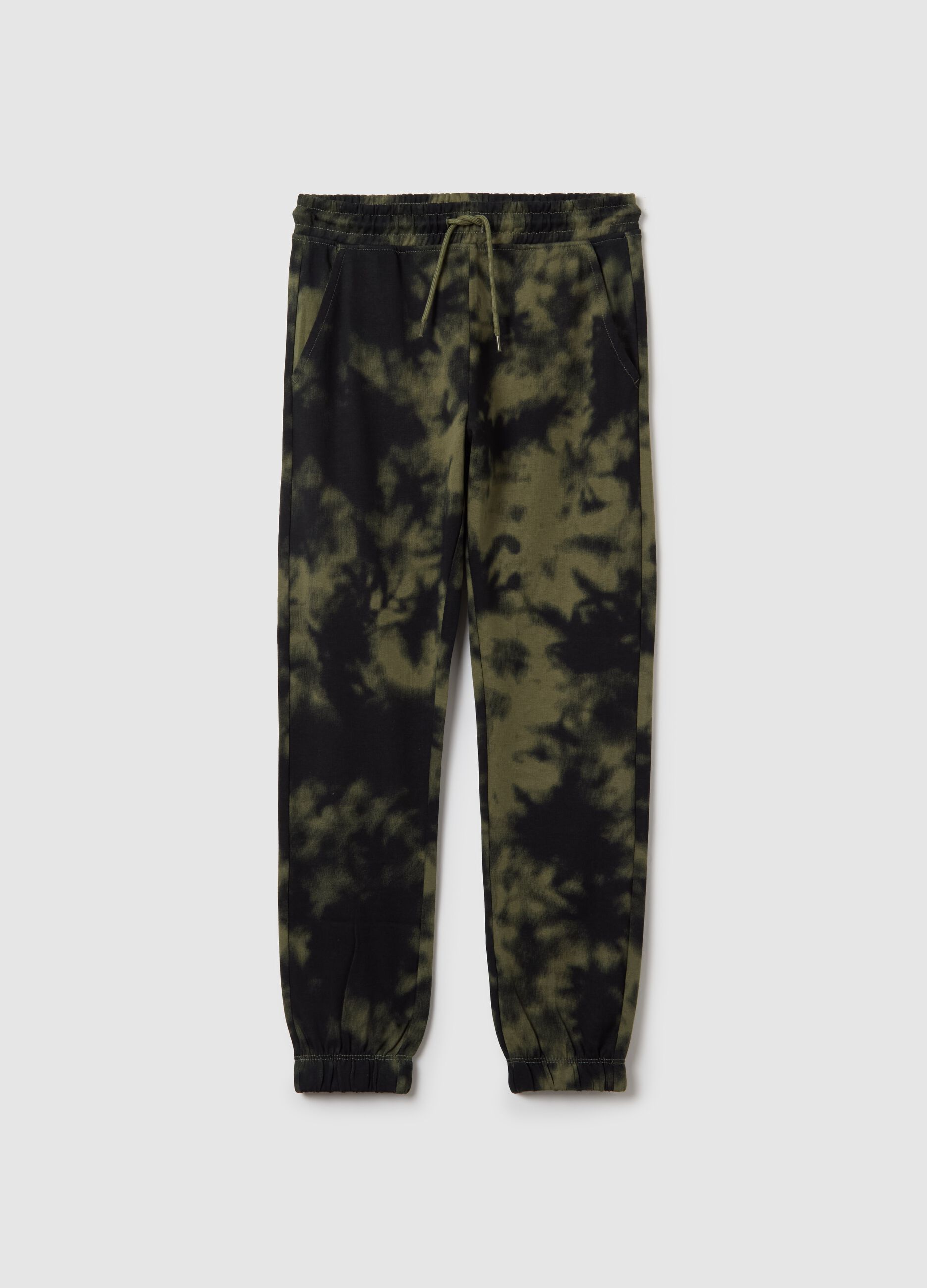 Tie-dye cotton joggers with drawstring