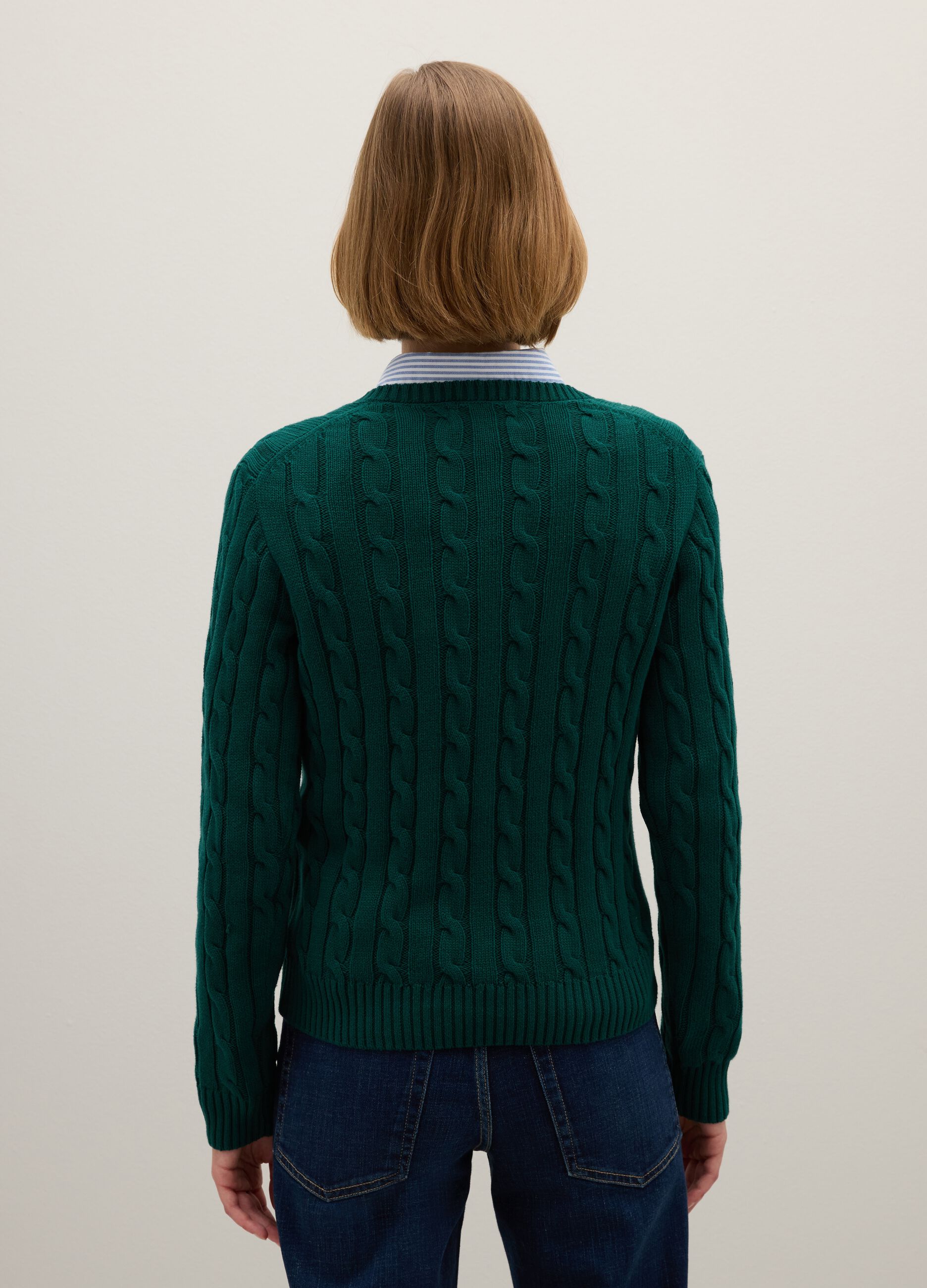 Maglione in puro cotone verde regular fit