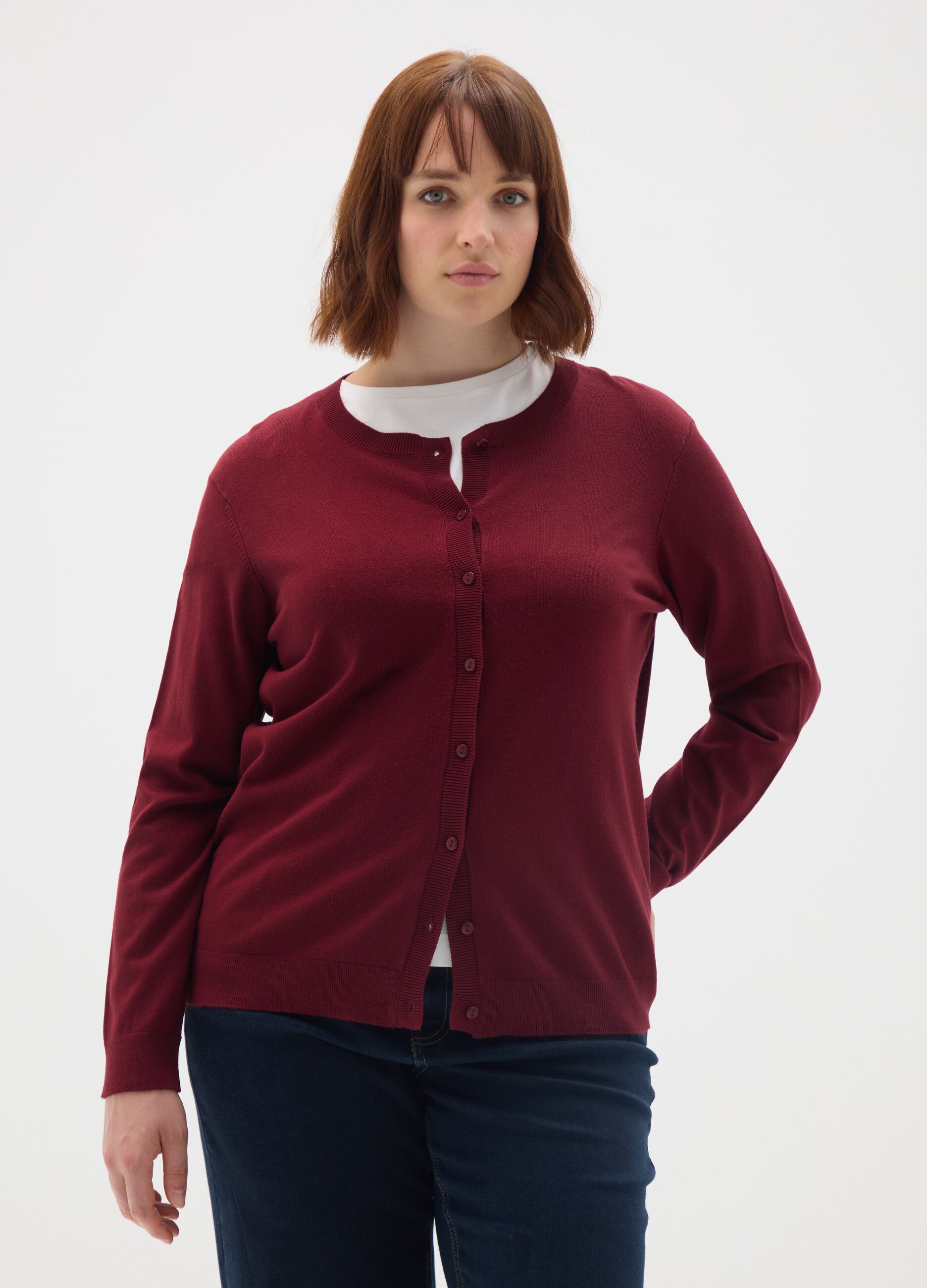 Red Regular Fit Cardigan