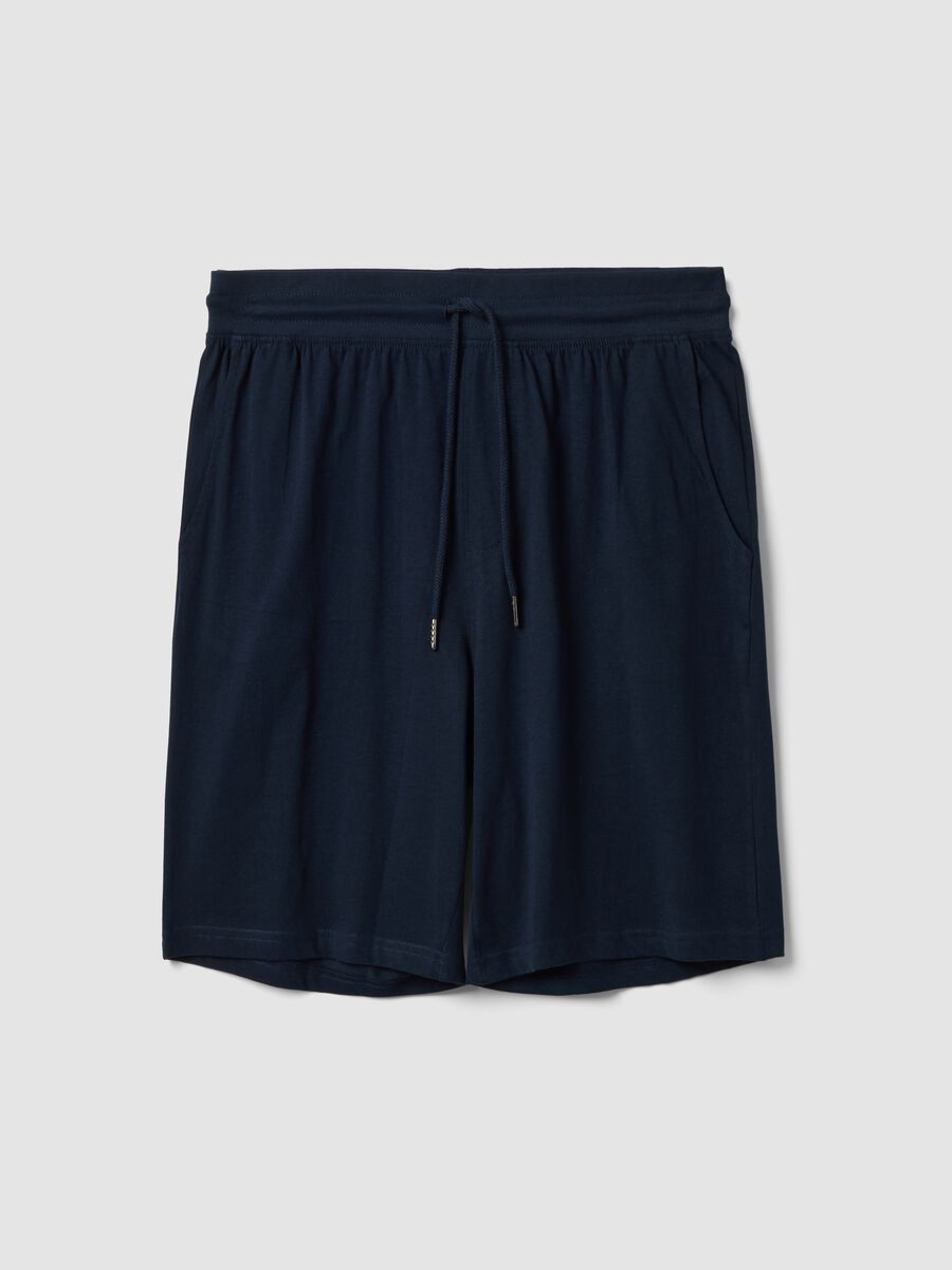 Pantaloncini pigiama blu in cotone organico_4