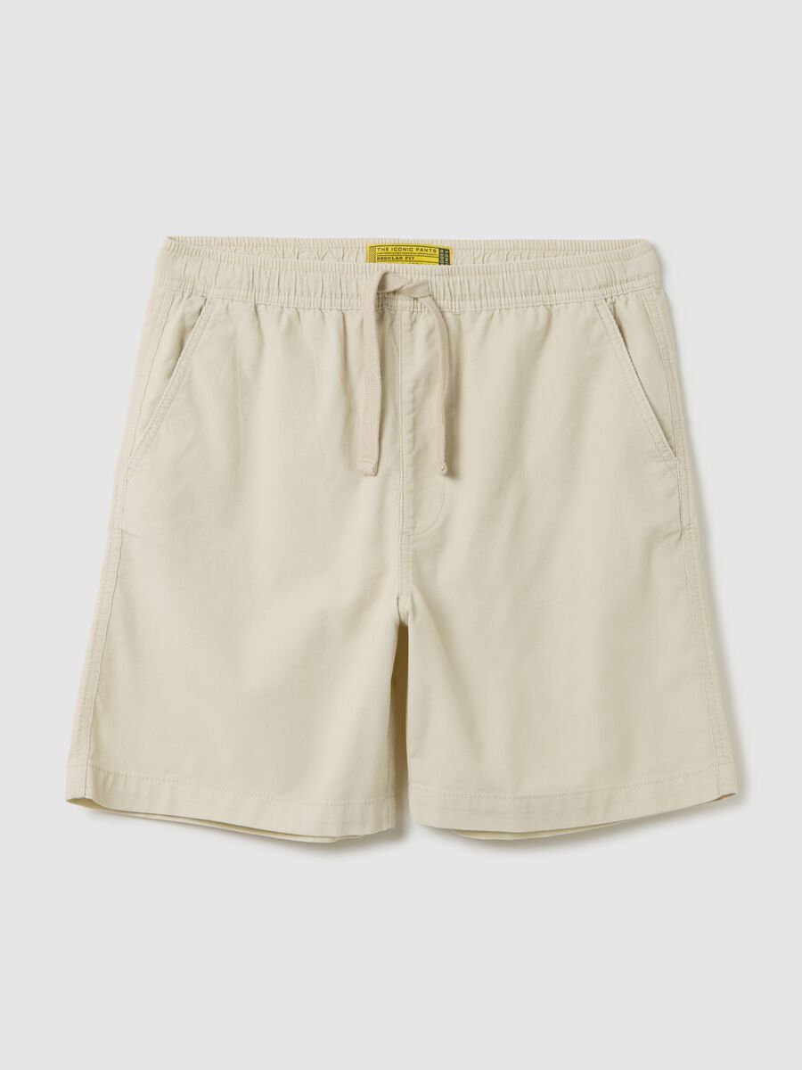 Regular corduroy Bermuda shorts in beige_4