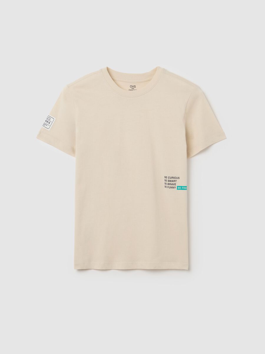 Beige T-shirt in pure cotton_0