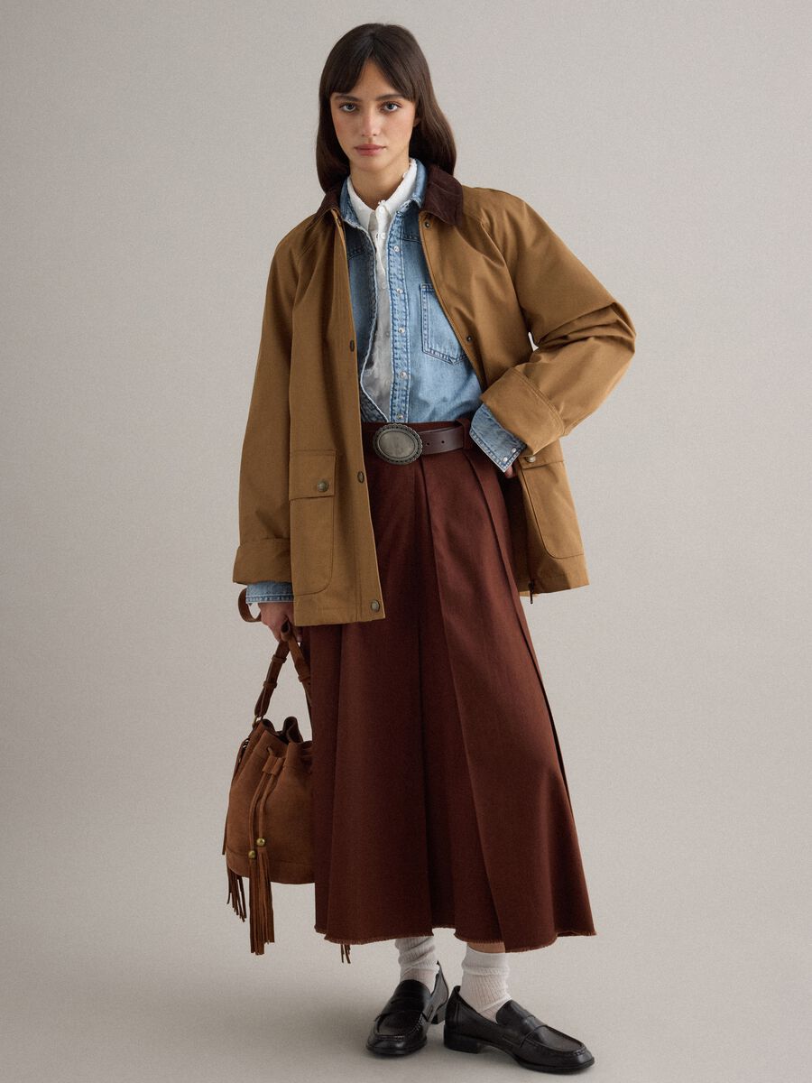 Long brown pure cotton skirt regular fit_0