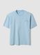 T-shirt azzurra in puro cotone con taschino regular fit_0