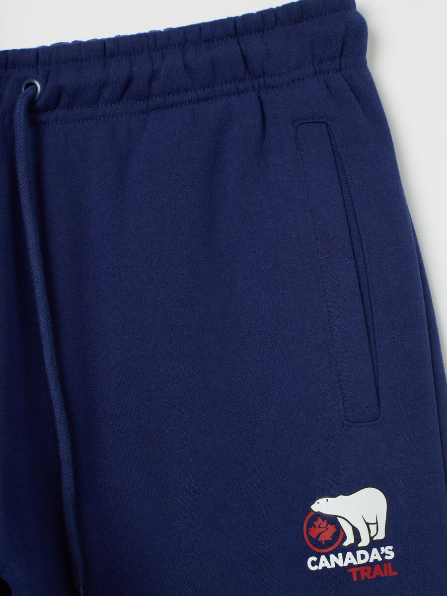 Blue cotton blend jogger pants_5