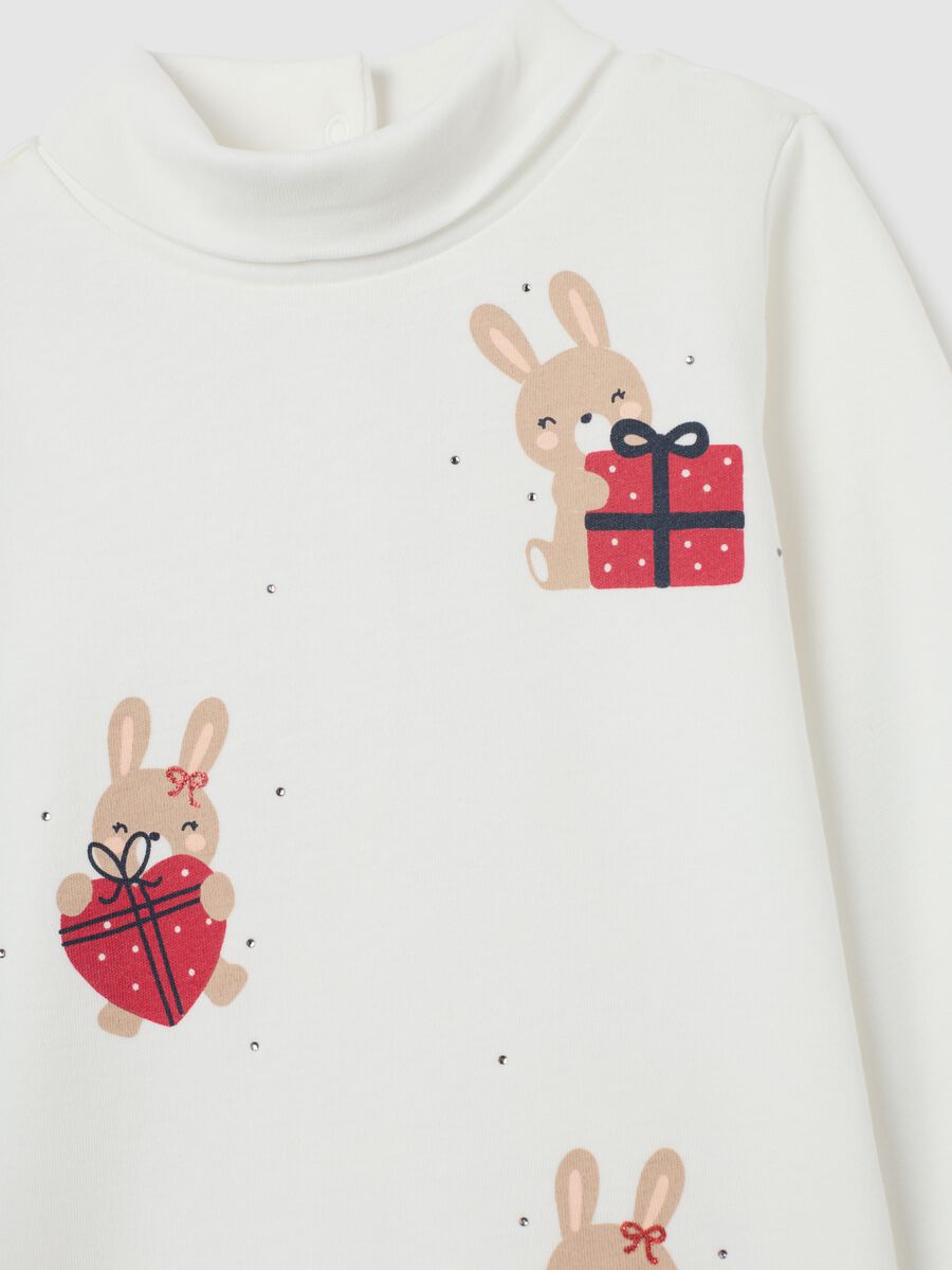 Red pure cotton high neck regular fit girl's t-shirt_2