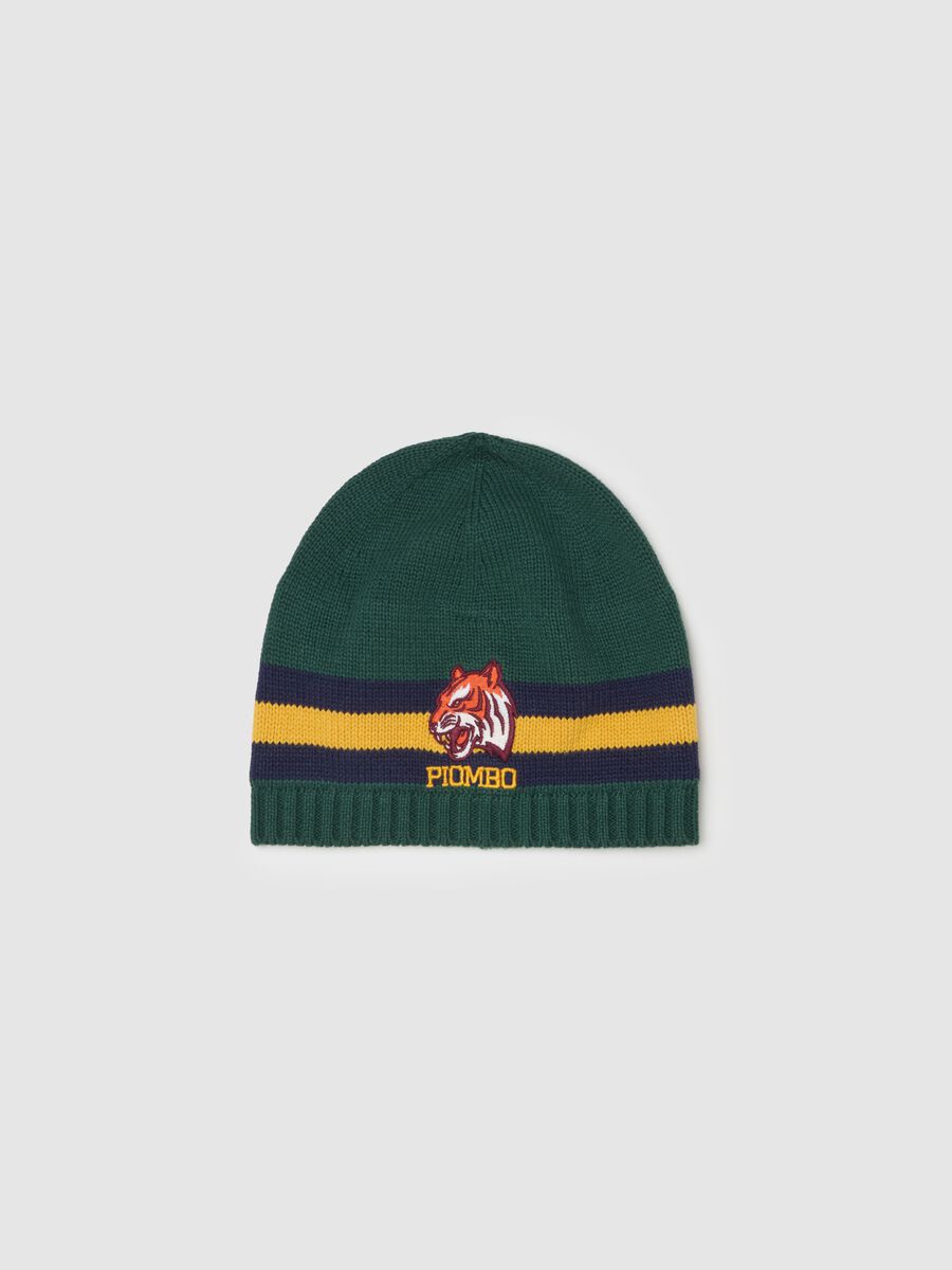 Knit hat with logo and tiger_0